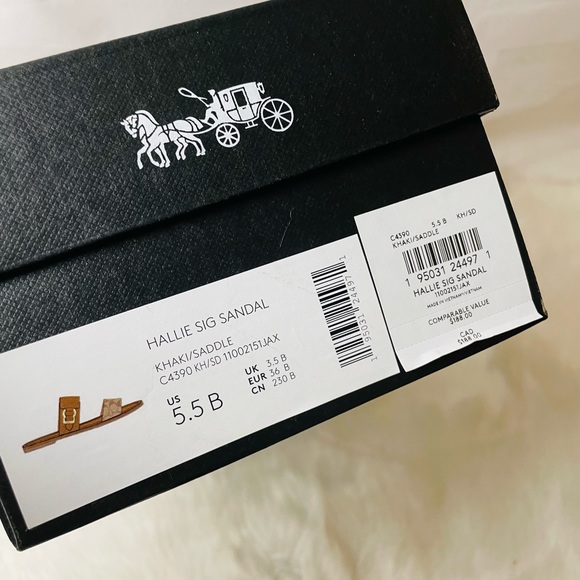 New women Coach Hallie Signature Sandals Khaki leather size 5.5 - Picture 8 of 10